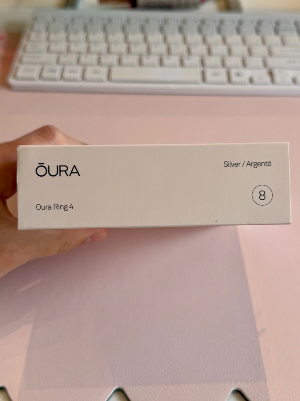 Oura Ring 4, Silver, Size 8 - Picture 3 of 5